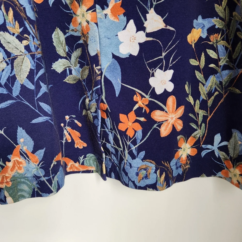 Lands' End Vintage Floral Navy Blue Keyhole Dress Sleeveless Knee Length Size 10 - Picture 8 of 11